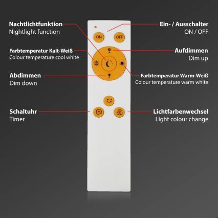 Briloner 3373-016 - Plafoniera LED dimmerabile STARRY/15W/230V 3000–6500K Ø 28 cm bianca + telecomando