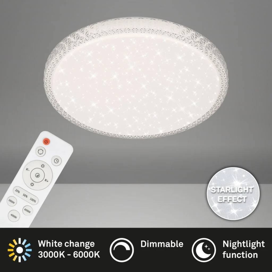 Briloner 3412-016 - Plafoniera LED dimmerabile STAR SKY LED/24W/230V 3000/4000/6000K Ø 39 cm + telecomando