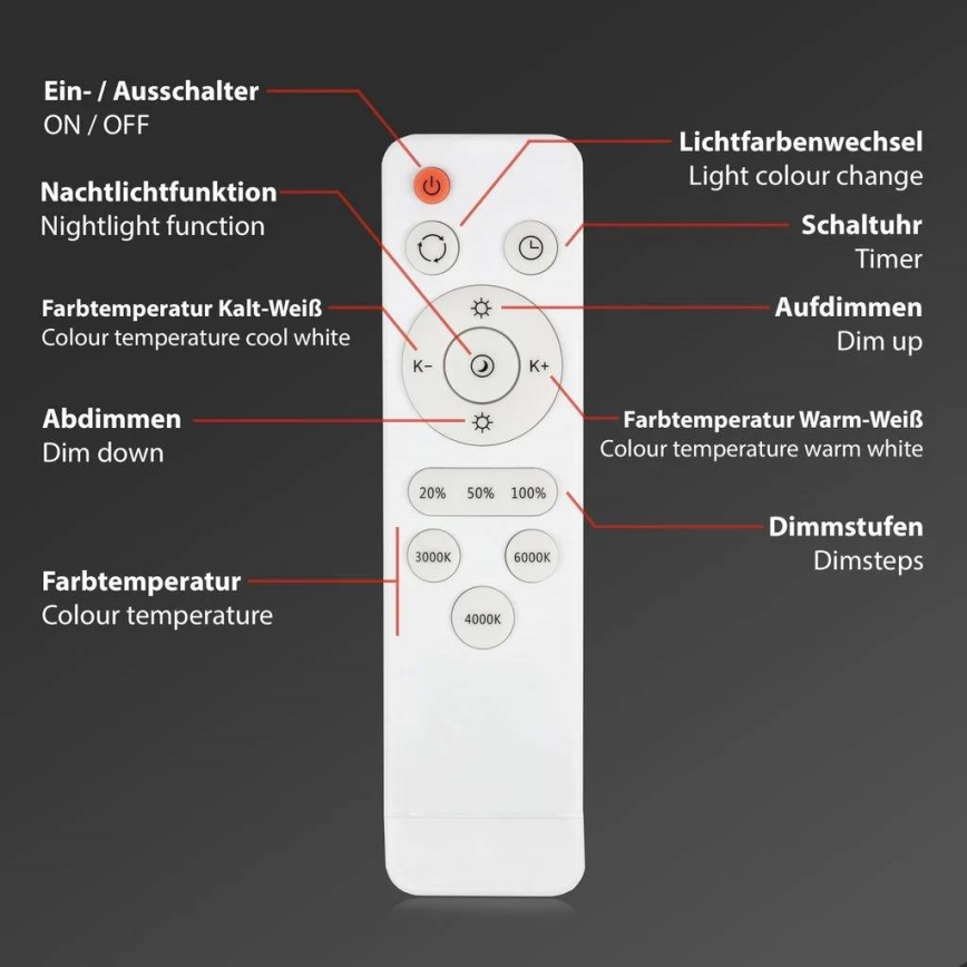 Briloner 3412-016 - Plafoniera LED dimmerabile STAR SKY LED/24W/230V 3000/4000/6000K Ø 39 cm + telecomando