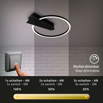Briloner 3542-015 - Plafoniera LED dimmerabile NICO LED/12W/230V nero