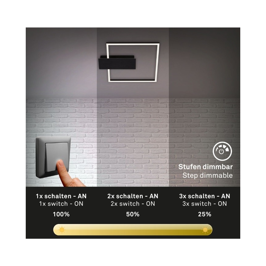 Briloner 3544-015 - Plafoniera LED dimmerabile NICO LED/12W/230V nero
