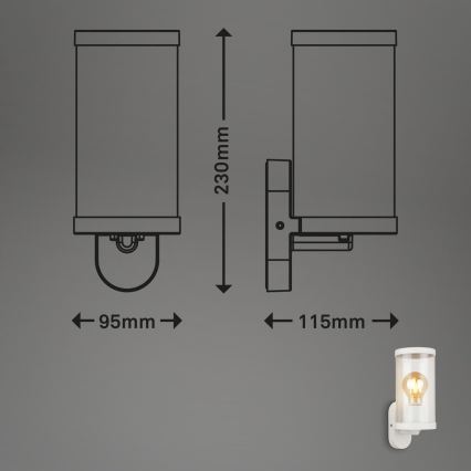 Briloner 3600-016 - Applique da esterno KAIRO 1xE27/12W/230V IP44 bianco