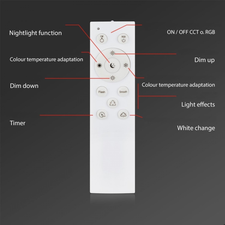 Briloner 3679-018 - LED RGB Plafoniera dimmerabile da bagno MAGA LED/18,5W/230V 3000-6500K diametro 35,5 cm + telecomando