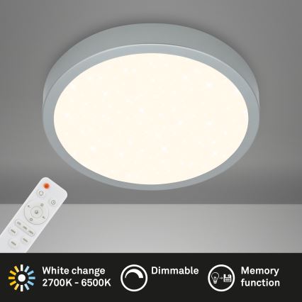 Briloner 3704-014-Plafoniera LED dimmerabile RUNA LED/22W/230V 2700-6500K argento + telecomando