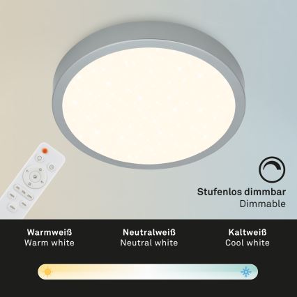 Briloner 3704-014-Plafoniera LED dimmerabile RUNA LED/22W/230V 2700-6500K argento + telecomando