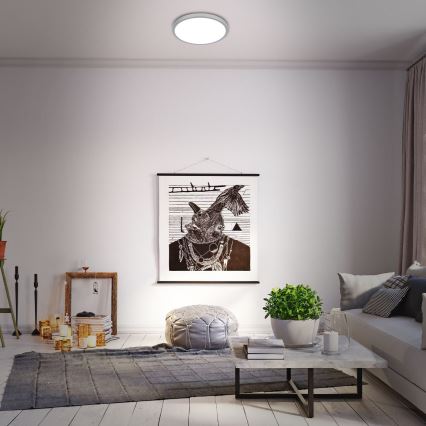 Briloner 3709-014 - Plafoniera dimmerabile RGBW LED/22W/230V 4000K diametro 38 cm argento + telecomando