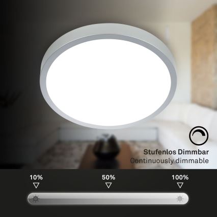 Briloner 3709-014 - Plafoniera dimmerabile RGBW LED/22W/230V 4000K diametro 38 cm argento + telecomando