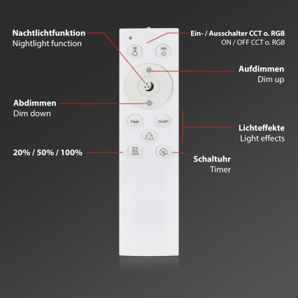 Briloner 3709-014 - Plafoniera dimmerabile RGBW LED/22W/230V 4000K diametro 38 cm argento + telecomando