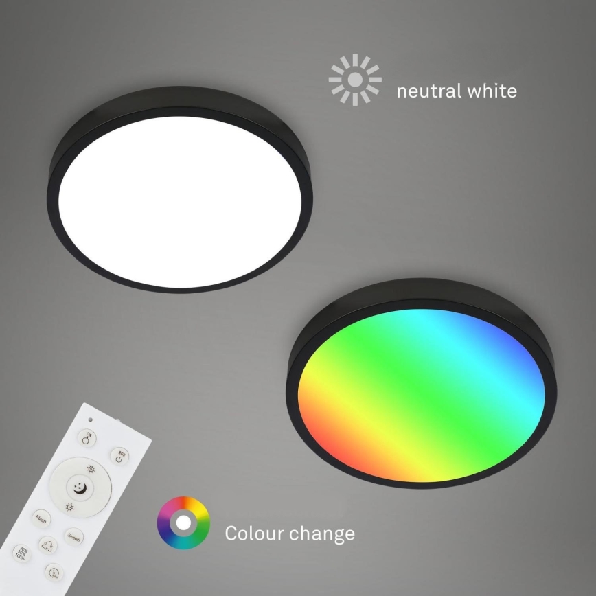 Briloner 3709-015 - Plafoniera dimmerabile RGBW LED/22W/230V 4000K diametro 38 cm nero + telecomando