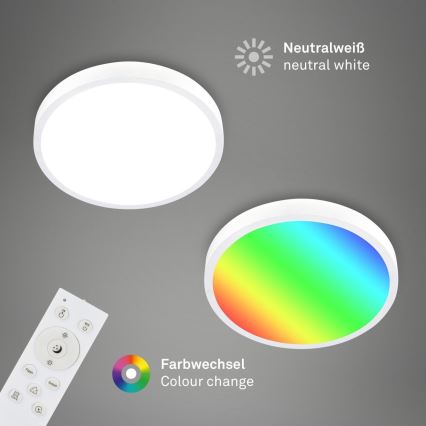 Briloner 3709-016 - Plafoniera dimmerabile RGBW LED/22W/230V 4000K diametro 38 cm bianco + telecomando