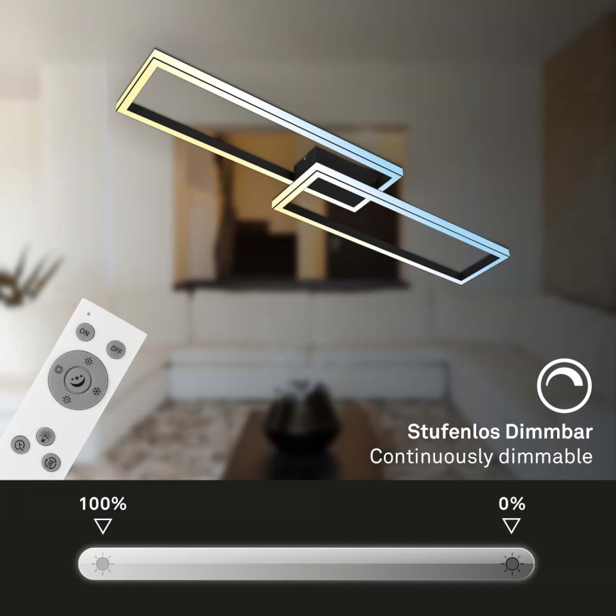 Briloner 3761015 - Plafoniera LED dimmerabile LED/45W/230V 2700-6500K nero + telecomando