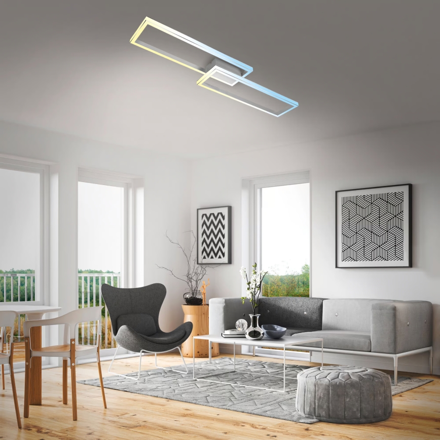 Briloner 3761019 - Plafoniera a LED dimmerabile 45W/230V, 2700–6500K (temperatura colore regolabile), cromo opaco, con telecomando