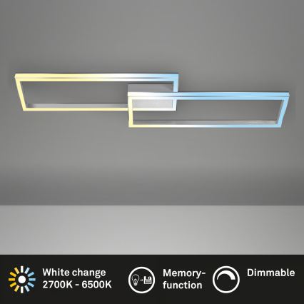 Briloner 3761019 - Plafoniera a LED dimmerabile 45W/230V, 2700–6500K (temperatura colore regolabile), cromo opaco, con telecomando