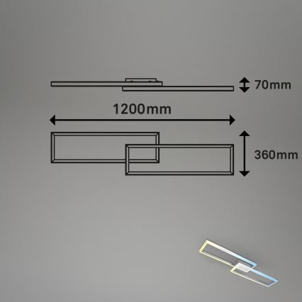 Briloner 3761019 - Plafoniera a LED dimmerabile 45W/230V, 2700–6500K (temperatura colore regolabile), cromo opaco, con telecomando