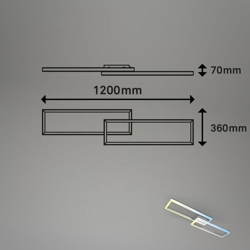 Briloner 3761019 - Plafoniera a LED dimmerabile 45W/230V, 2700–6500K (temperatura colore regolabile), cromo opaco, con telecomando