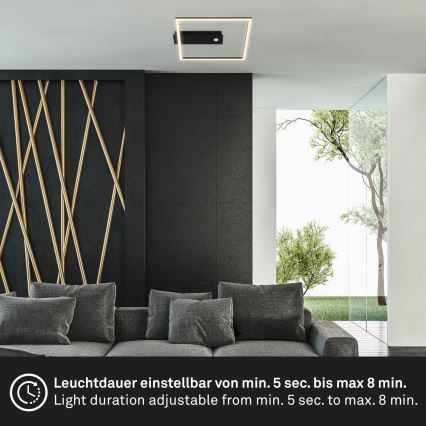 Briloner 3770-015 - Plafoniera LED con sensore di movimento e crepuscolare FRAME LED/14W/230V 3000K 30x32 cm nero