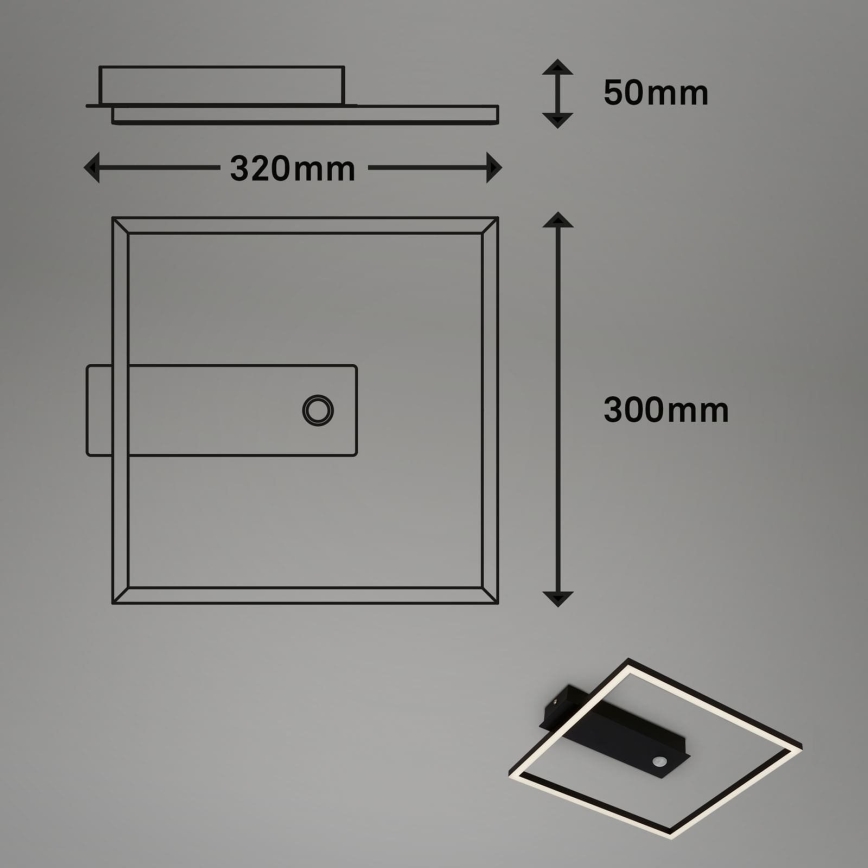 Briloner 3770-015 - Plafoniera LED con sensore di movimento e crepuscolare FRAME LED/14W/230V 3000K 30x32 cm nero