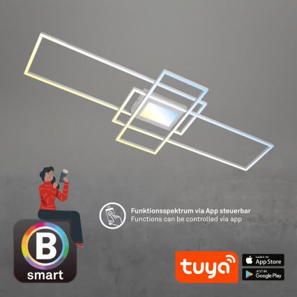Briloner 3812019 - Plafoniera da soffitto LED dimmerabile RAM LED/56W/230V Wi-Fi Tuya 111x42 cm + telecomando