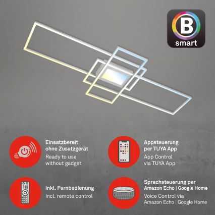 Briloner 3812019 - Plafoniera da soffitto LED dimmerabile RAM LED/56W/230V Wi-Fi Tuya 111x42 cm + telecomando