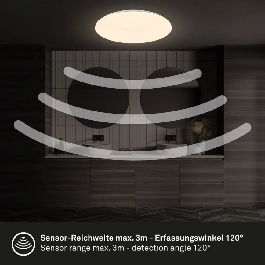 Briloner 3828-016 - Plafoniera da bagno a LED con sensore di movimento WALK LED/24W/230V IP54 Ø 35 cm bianca