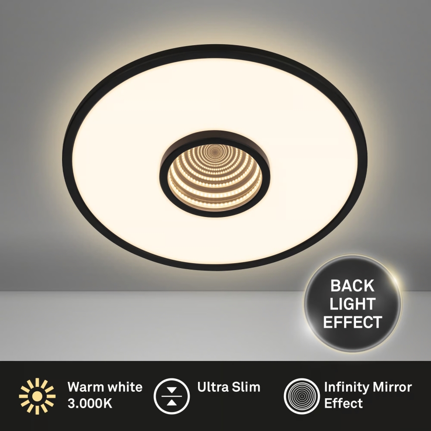 Briloner 3847015 - Plafoniera LED TORO LED/18W/230V Ø 42 cm nera