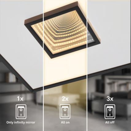 Briloner 3848015 - Plafoniera LED TORO LED/18W/230V 42x42 cm nera