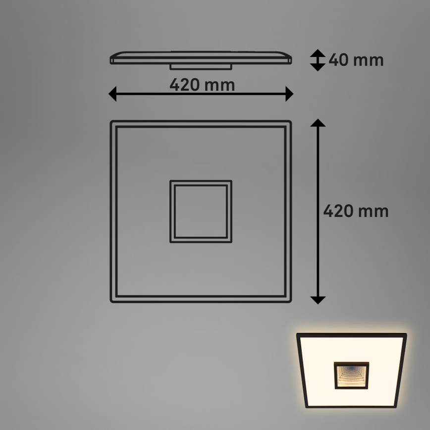 Briloner 3848015 - Plafoniera LED TORO LED/18W/230V 42x42 cm nera