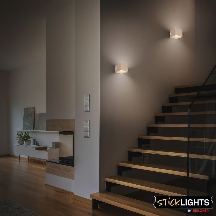 Briloner 3879011 - Applique da parete ricaricabile LED BORRA con sensore di movimento e crepuscolare LED/1,5W/5V 3600 mAh beige