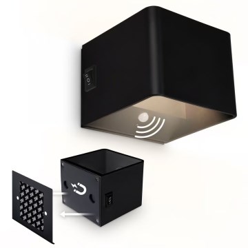 Briloner 3879015 - Applique a LED ricaricabile con sensore di movimento e di crepuscolo BORRA LED/1,5W/5V 3600 mAh nera