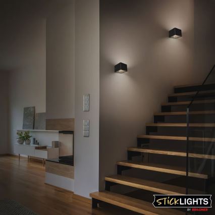 Briloner 3879015 - Applique a LED ricaricabile con sensore di movimento e di crepuscolo BORRA LED/1,5W/5V 3600 mAh nera