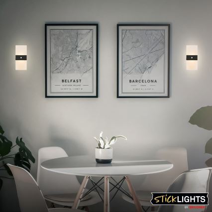 Briloner 3888015 - Applique da parete ricaricabile a LED AURA con sensore di movimento e crepuscolare LED/2,5W/5V 1800 mAh nera