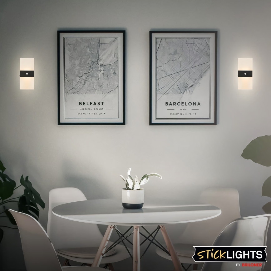 Briloner 3888015 - Applique da parete ricaricabile a LED AURA con sensore di movimento e crepuscolare LED/2,5W/5V 1800 mAh nera