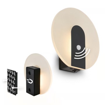 Briloner 3889015 - Lampada da parete ricaricabile a LED con sensore di movimento e sensore crepuscolare TARO LED/2,5W/5V 1800 mAh nero