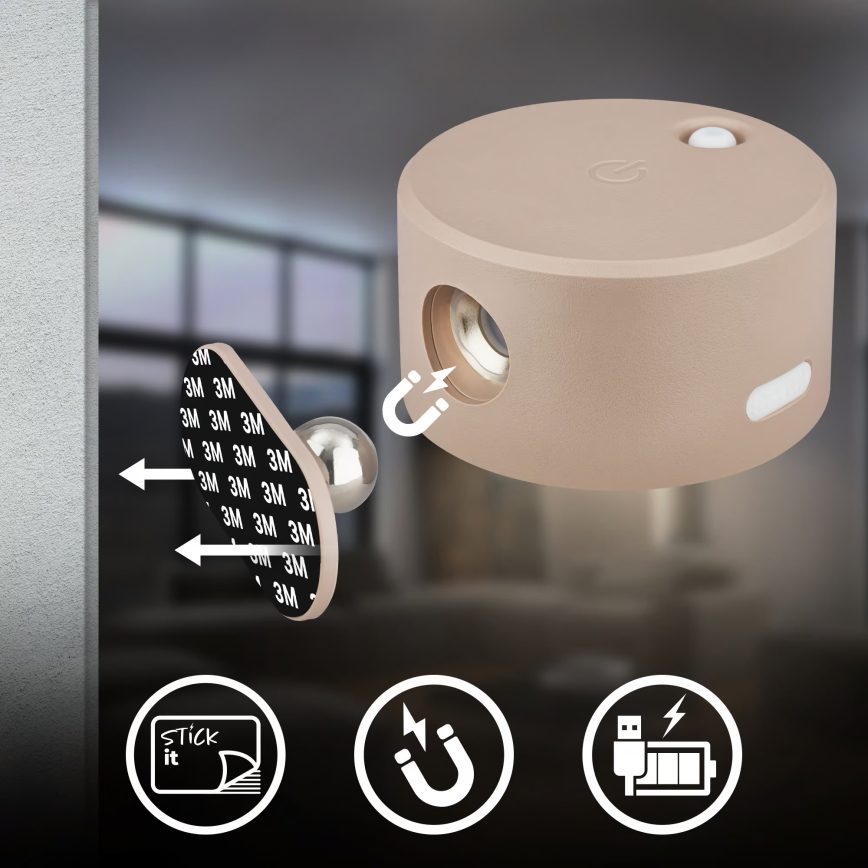 Briloner 3896011 - Lampada da parete ricaricabile dimmerabile a LED TARI LED/1,6W/5V 1500 mAh beige