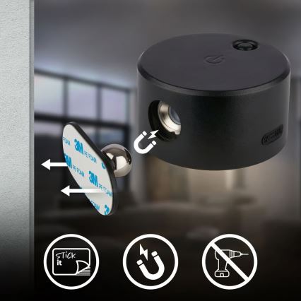 Briloner 3896015 - Lampada da parete ricaricabile a LED dimmerabile TARI LED/1,6W/5V 1500 mAh, nera