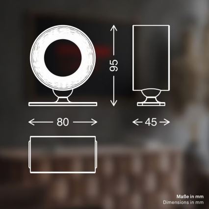 Briloner 3896015 - Lampada da parete ricaricabile a LED dimmerabile TARI LED/1,6W/5V 1500 mAh, nera
