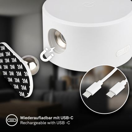 Briloner 3896016 - Lampada da parete ricaricabile dimmerabile TARI LED/1,6W/5V 1500 mAh bianca