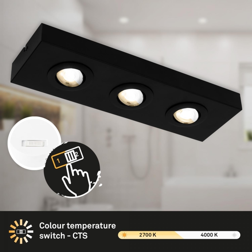 Briloner 3996035 - Faretto LED CTS 3xLED/4W/230V 2700/4000K nero