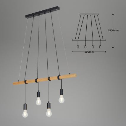 Briloner 4015045 - Lampadario a sospensione con filo 4xE27/25W/230V albero di caucciù