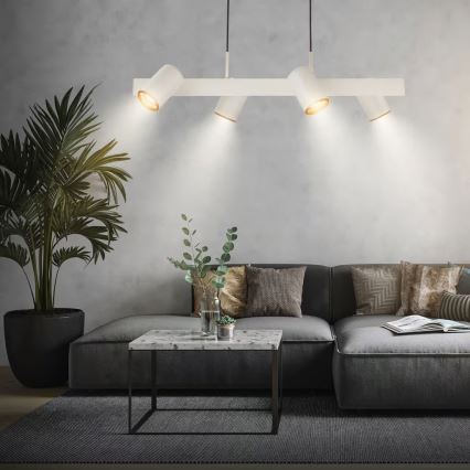 Briloner 4058044 - Lampada a sospensione su cavo ERA 4xGU10/10W/230V, colore crema