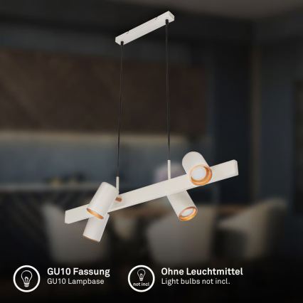 Briloner 4058044 - Lampada a sospensione su cavo ERA 4xGU10/10W/230V, colore crema