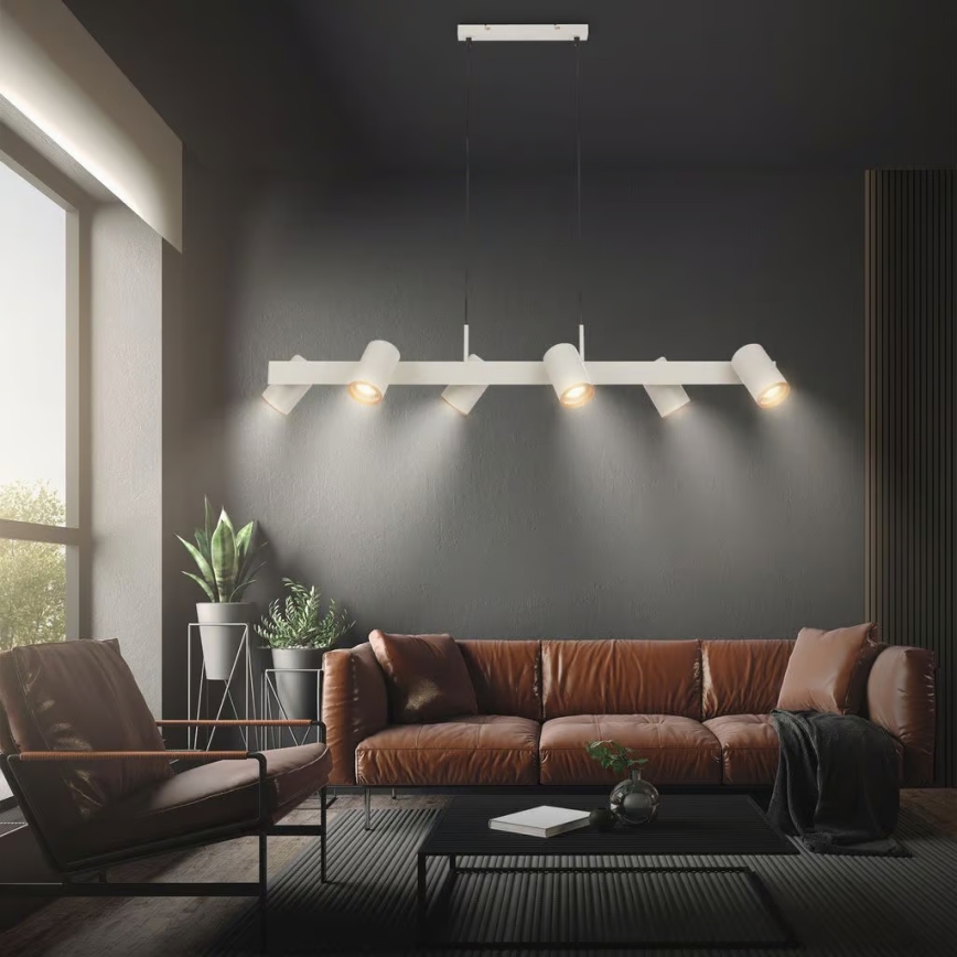 Briloner 4058064 - Lampadario a sospensione su cavo ERA 6xGU10/10W/230V crema