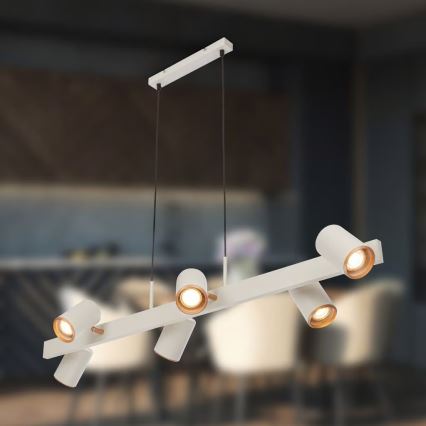 Briloner 4058064 - Lampadario a sospensione su cavo ERA 6xGU10/10W/230V crema