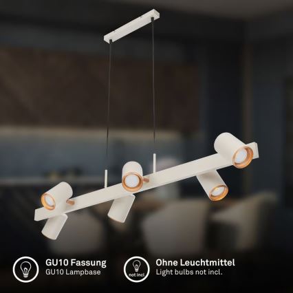 Briloner 4058064 - Lampadario a sospensione su cavo ERA 6xGU10/10W/230V crema