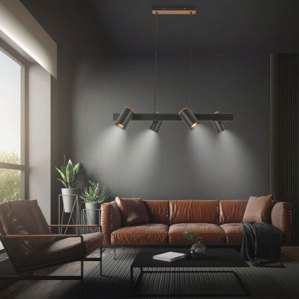 Briloner 4059045 - Lampadario a cavo ERA 4xGU10/10W/230V nero