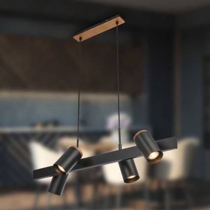 Briloner 4059045 - Lampadario a cavo ERA 4xGU10/10W/230V nero