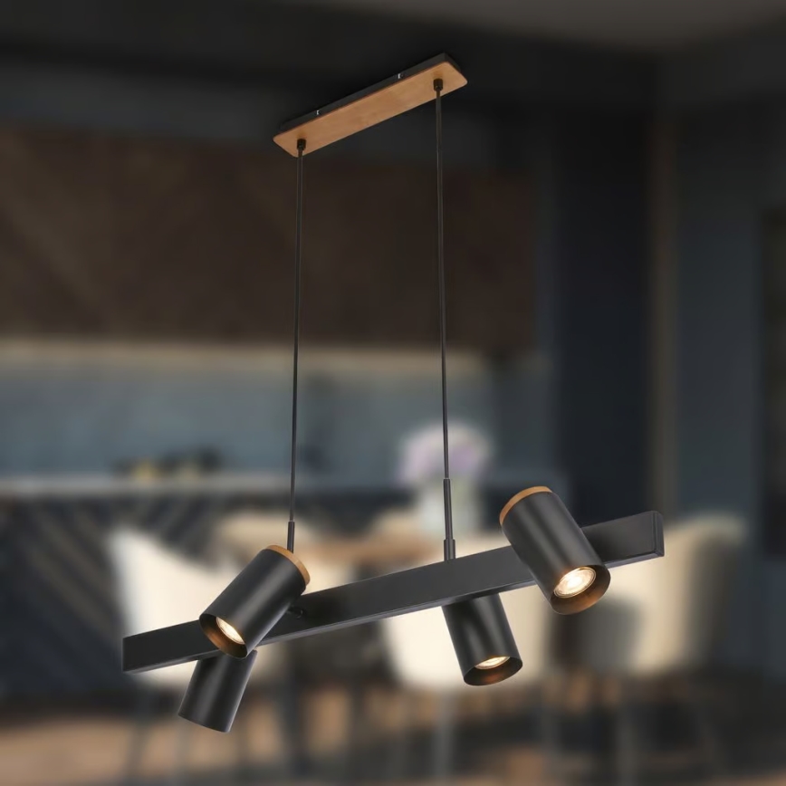 Briloner 4059045 - Lampadario a cavo ERA 4xGU10/10W/230V nero