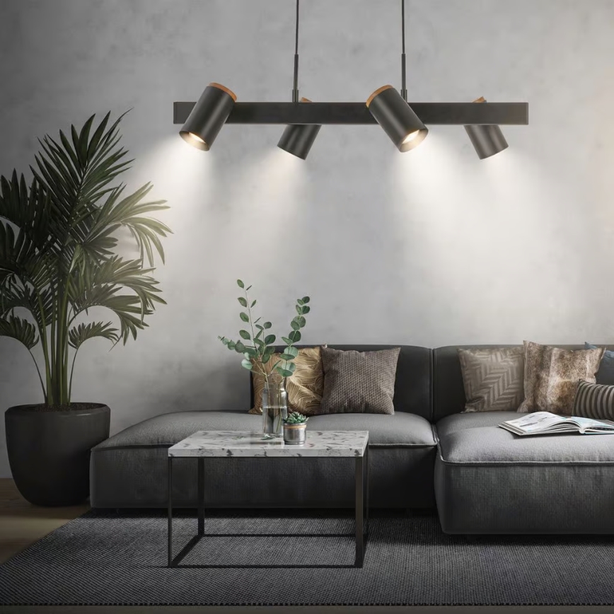 Briloner 4059045 - Lampadario a cavo ERA 4xGU10/10W/230V nero