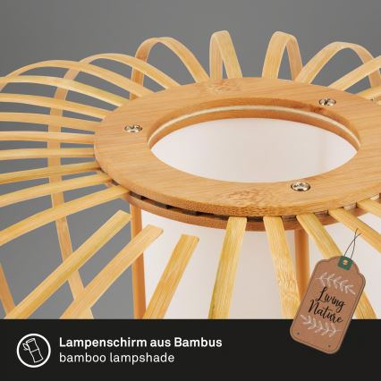 Briloner 4759031 - Lampadario sospeso con cavo 3xE27/10W/230V nero/bambù