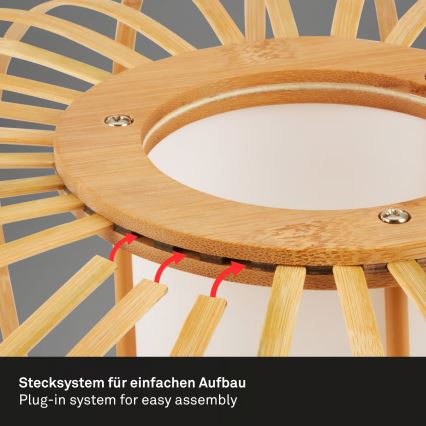 Briloner 4759031 - Lampadario sospeso con cavo 3xE27/10W/230V nero/bambù